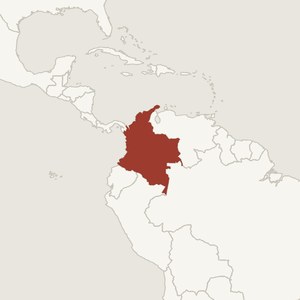 Map locating Colombia