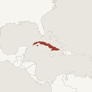 Map locating Cuba